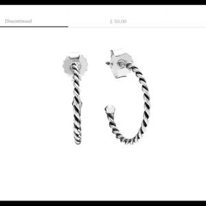Pandora Sterling Silver Twist Hoop Earings